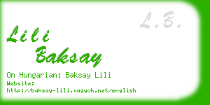 lili baksay business card